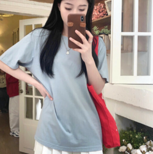 Cotton Women's T-Shirt (Haze Blue S-4XL Contact Customer Service to Confirm Shipping Size After Placing an Order)