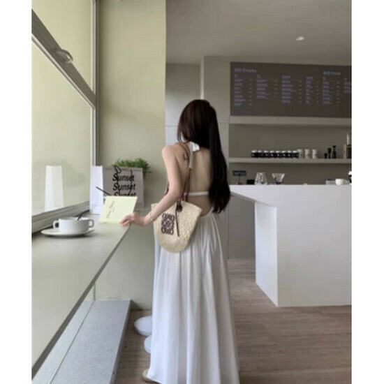 Hot selling backless suspender dress [white] [size S-L] (please contact customer service to confirm the delivery size after placing the order)
