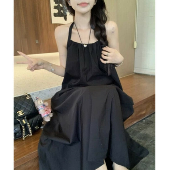 Hot selling backless suspender dress [black] [size S-L] (please contact customer service to confirm the delivery size after placing the order)