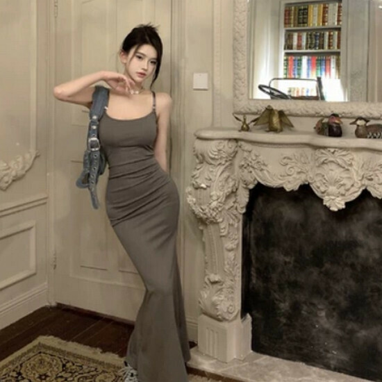Hot Selling Hip Covered Backless Dress [Gray] [S-L Size] (Please contact customer service to confirm the delivery size after placing the order)