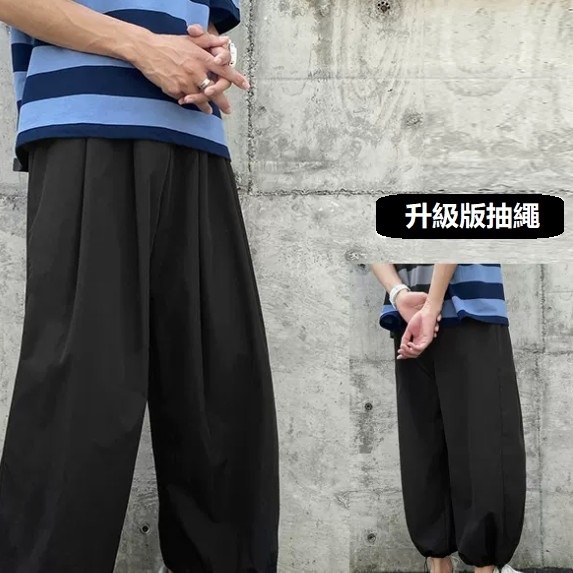 熱賣直筒長褲男春秋（黑色（升級版抽繩）【M_5XL碼】（下單後聯繫客服確認發貨尺碼）
