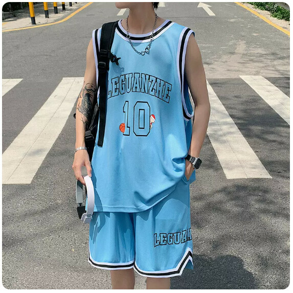 T-shirt and shorts two-piece set (blue [size s_5XL] (contact customer service to confirm the shipping size after placing an order))