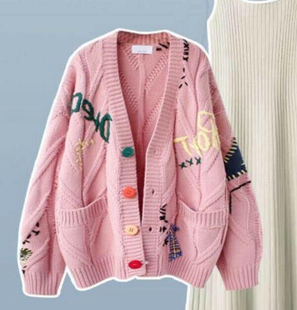 Flesh-covering and slimming knitted cardigan#Single piece (pink) (M-4XL) (Contact customer service to confirm size after placing an order) 