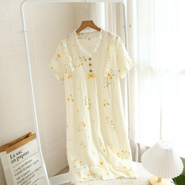 Summer Crepe Short Sleeve Nightdress (LJH Lily) [M-XL Size] [Contact Customer Service to Confirm Shipping Size After Placing an Order]