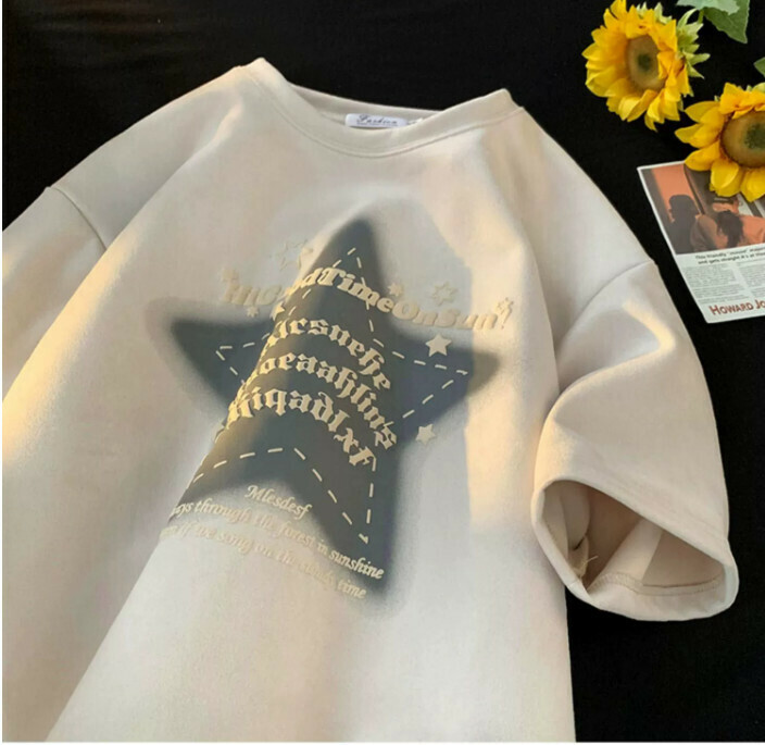 Men's T-shirt with five-quarter sleeve (off-white M-3XL) (contact customer service to confirm the shipping size after placing an order)