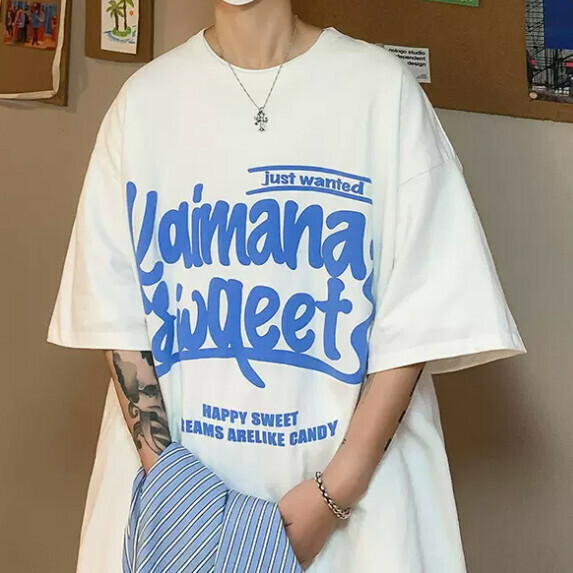T-shirt short sleeve man (white [size M_5XL] (contact customer service to confirm the shipping size after placing an order))