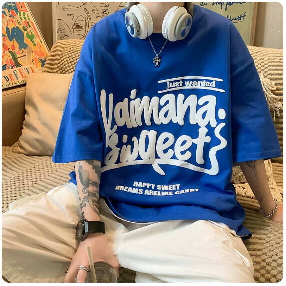 T-shirt short sleeve man (blue [size M_5XL] (contact customer service to confirm the shipping size after placing an order))