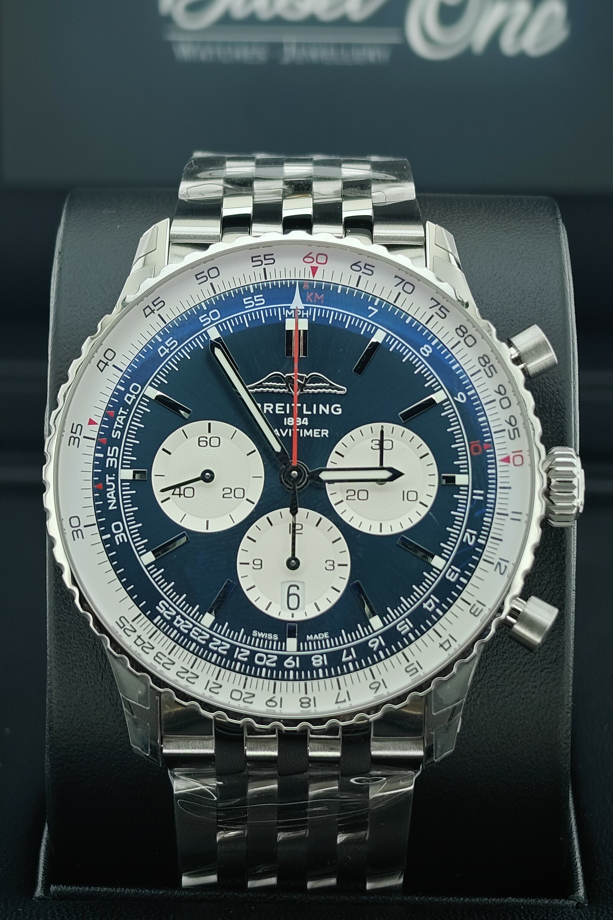 BRAND NEW BREITLING AB0137211C1A1 NAVITIMER B01 CHRONOGRAPH BLUE DIAL STEEL 46 MM