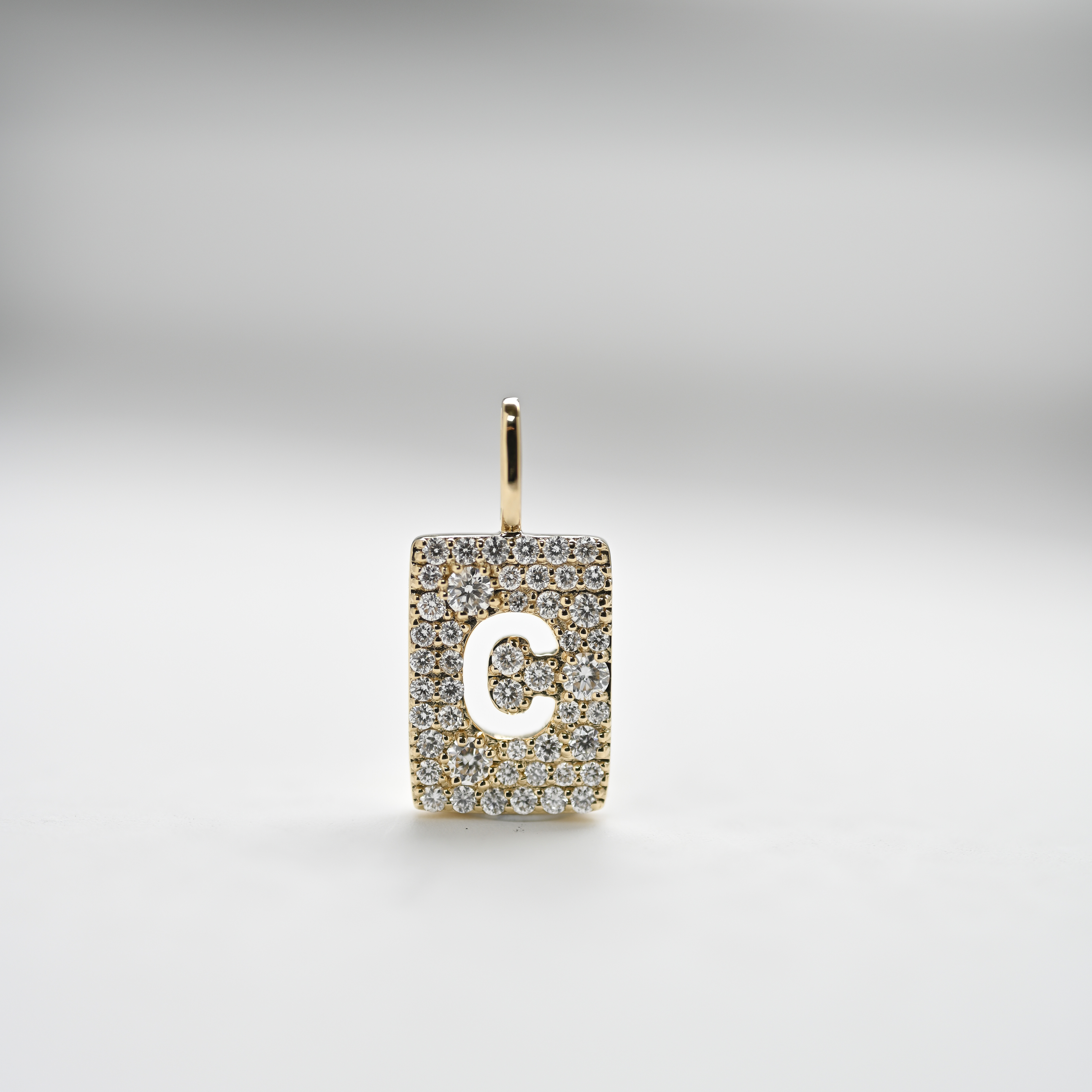 18K Initial Tag Diamond Pendant