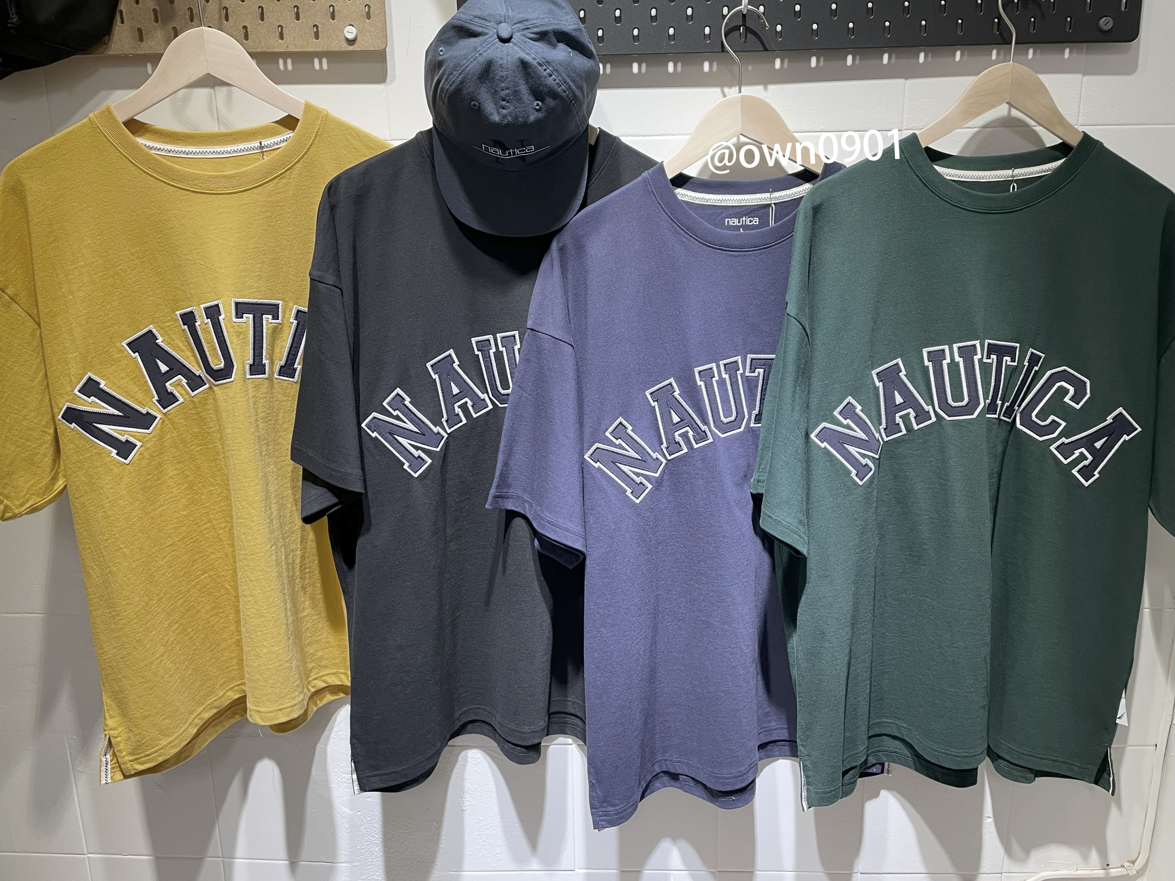 【OWN】NAUTICA 經典 刺繡大LOGO Oversize 落肩 男女同款 韓國線 🇰🇷  黑色 藍色 白色 綠色 黃色 灰色