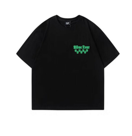 Checkerboard crew neck short sleeve T (black) [M-2XL size] [Contact customer service to confirm the shipping size after placing an order]