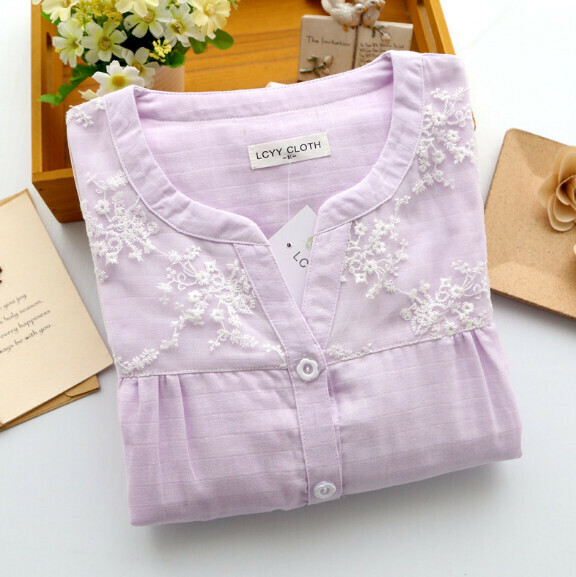 Cotton gauze lace edge loungewear set (lilac) [M-XL size] [Contact customer service to confirm the shipping size after placing an order]