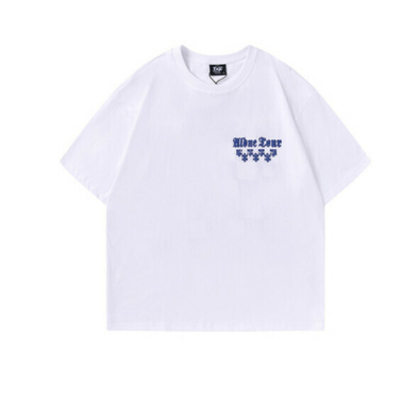 Checkerboard crew neck short sleeve T (white) [M-2XL size] [Contact customer service to confirm the shipping size after placing an order]