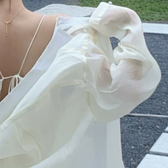 Hot Selling Polo Neck Cardigan Top [Apricot] [One Size Fits All]