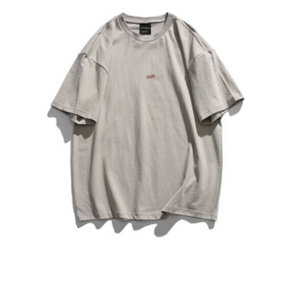 Summer retro letter print embroidered short sleeve T (beige) [M-2XL size] [contact customer service to confirm the shipping size after placing an order]
