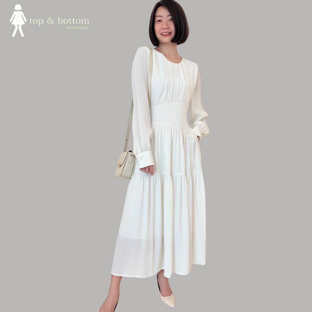 L/SLEEVE TIERED LONG DRESS