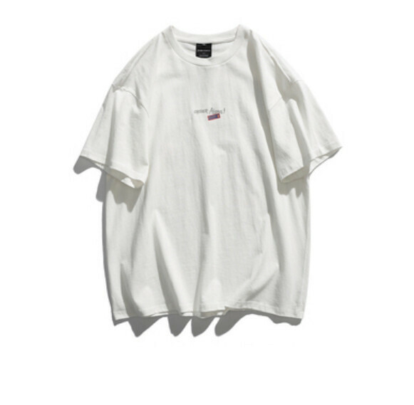 Summer Retro Letter Print Embroidered Short Sleeve T (White) [M-2XL Size] [Contact Customer Service to Confirm Shipping Size after Placing an Order]