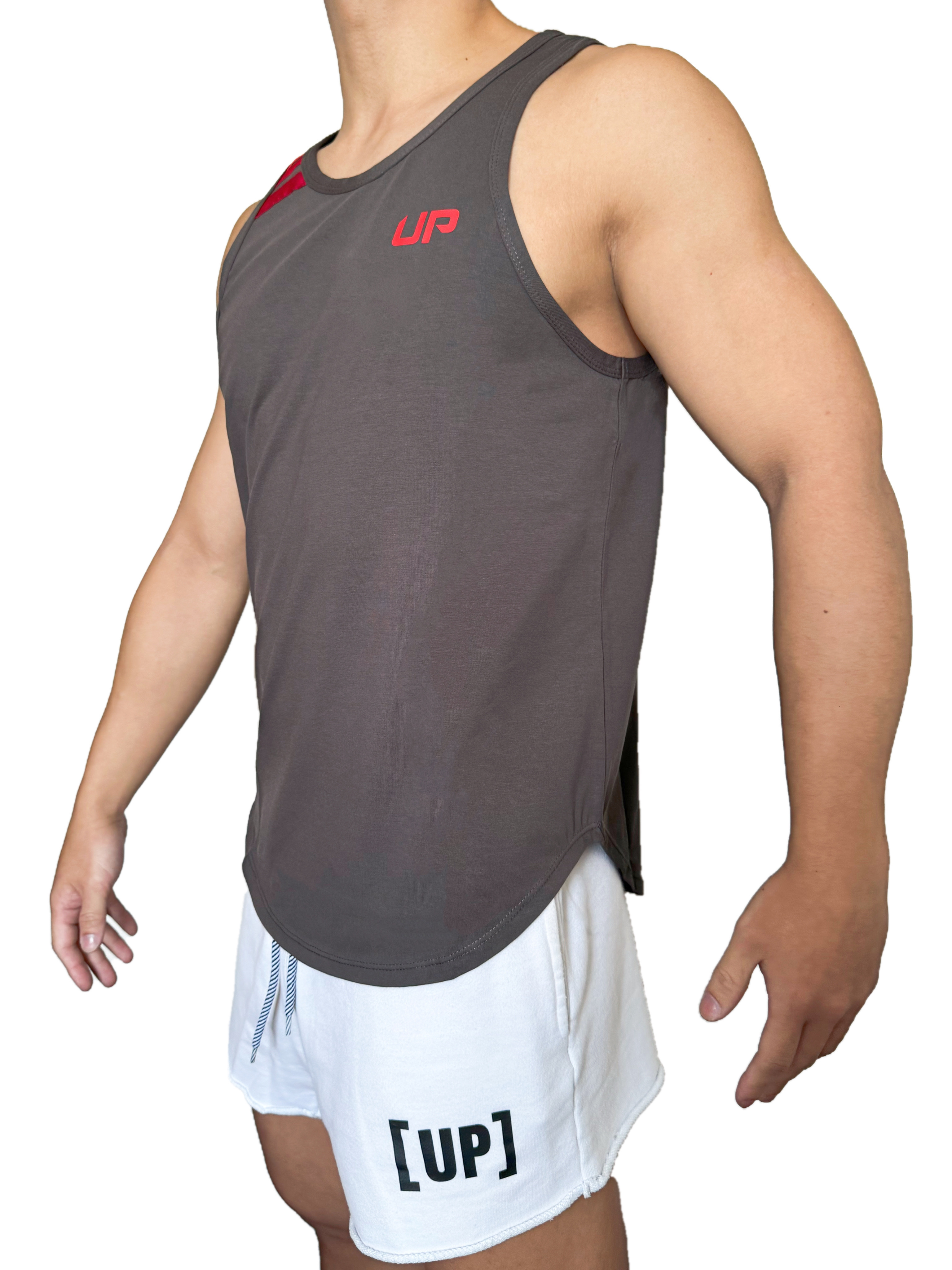 Stripe UP 運動背心 深棕灰