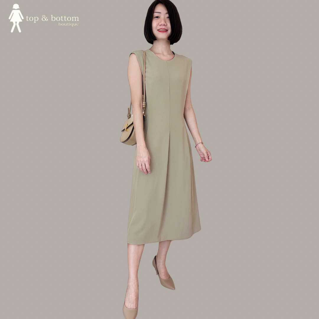 SLEEVELESS SLIM CUT MIDI DRESS