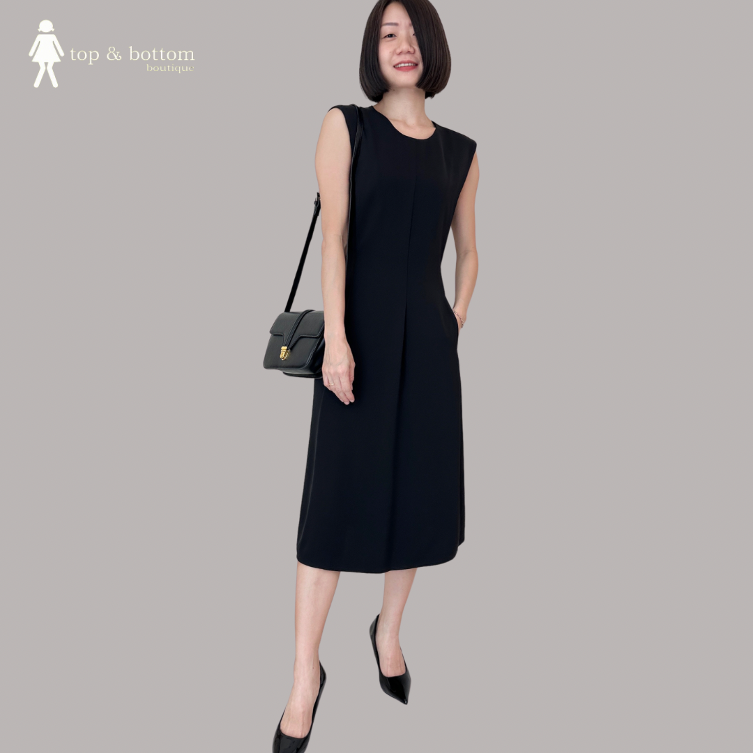 SLEEVELESS SLIM CUT MIDI DRESS