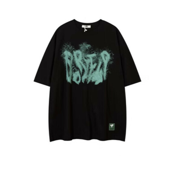 Summer graffiti print short sleeve T (black) [S-2XL size] [Contact customer service to confirm the shipping size after placing an order]