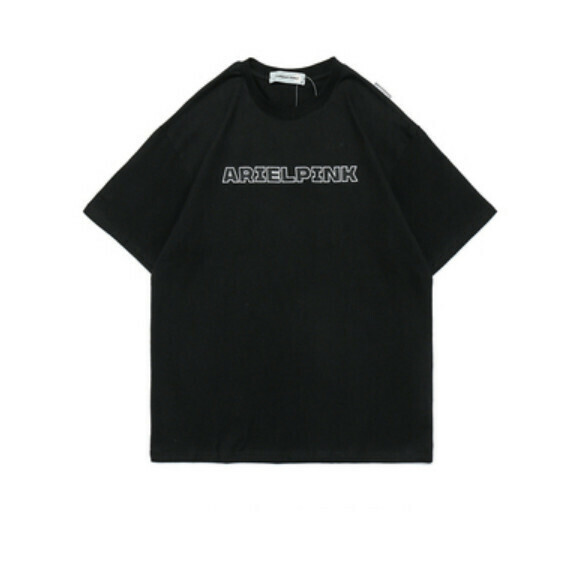 Alphabet embroidery crew neck short sleeve T (black) [M-2XL size] [Contact customer service to confirm the shipping size after placing an order]