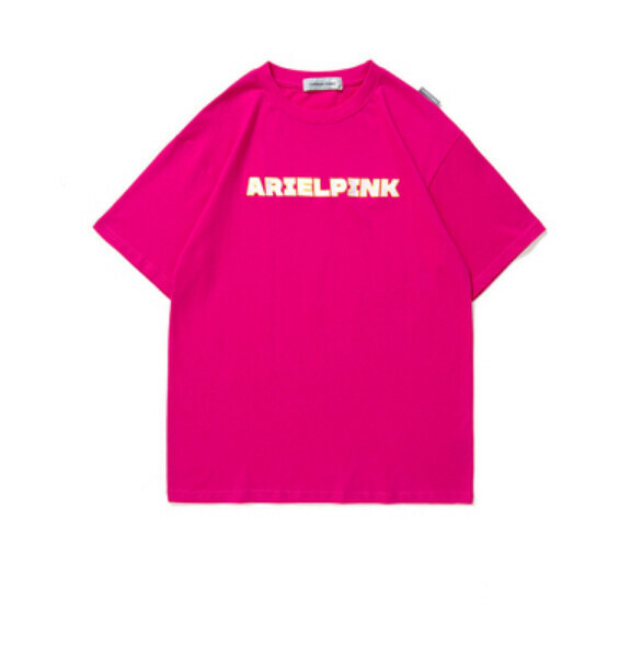 Alphabet embroidery round neck short sleeve T (rose red) [M-2XL size] [contact customer service to confirm the shipping size after placing an order]