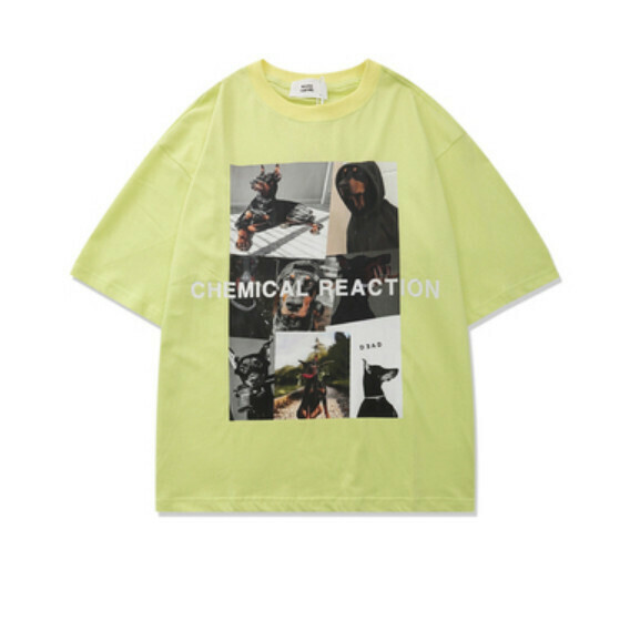 Printed crew neck short sleeve T (green) [M-2XL size] [Contact customer service to confirm the shipping size after placing an order]