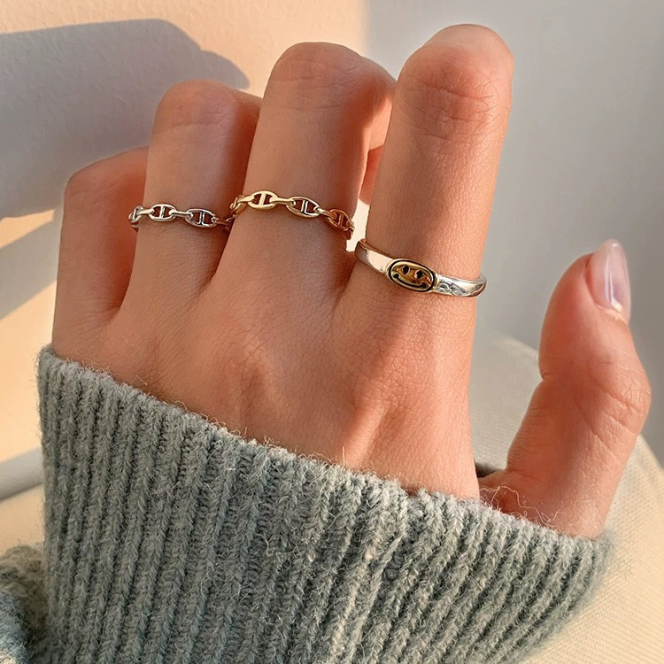 mini小豬鼻 低奢一體式無鑽開口戒