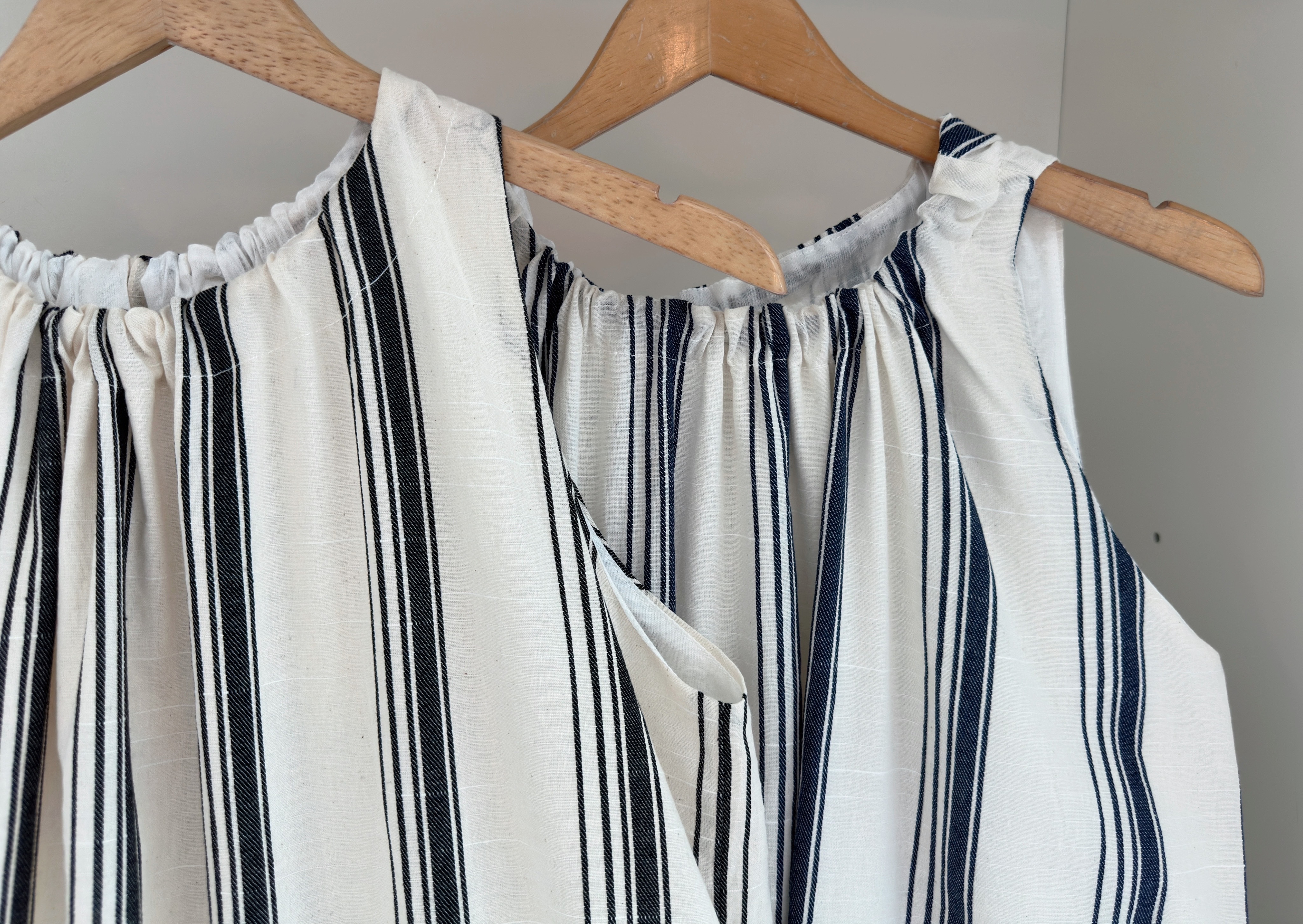 STRIPED LINEN LONG DRESS