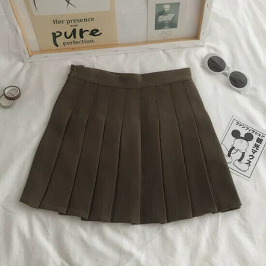 Hot Selling Pleated Skirt [Coffee Color (Thick Style)] [S-XL Size] (Please contact customer service to confirm the delivery size after placing the order)