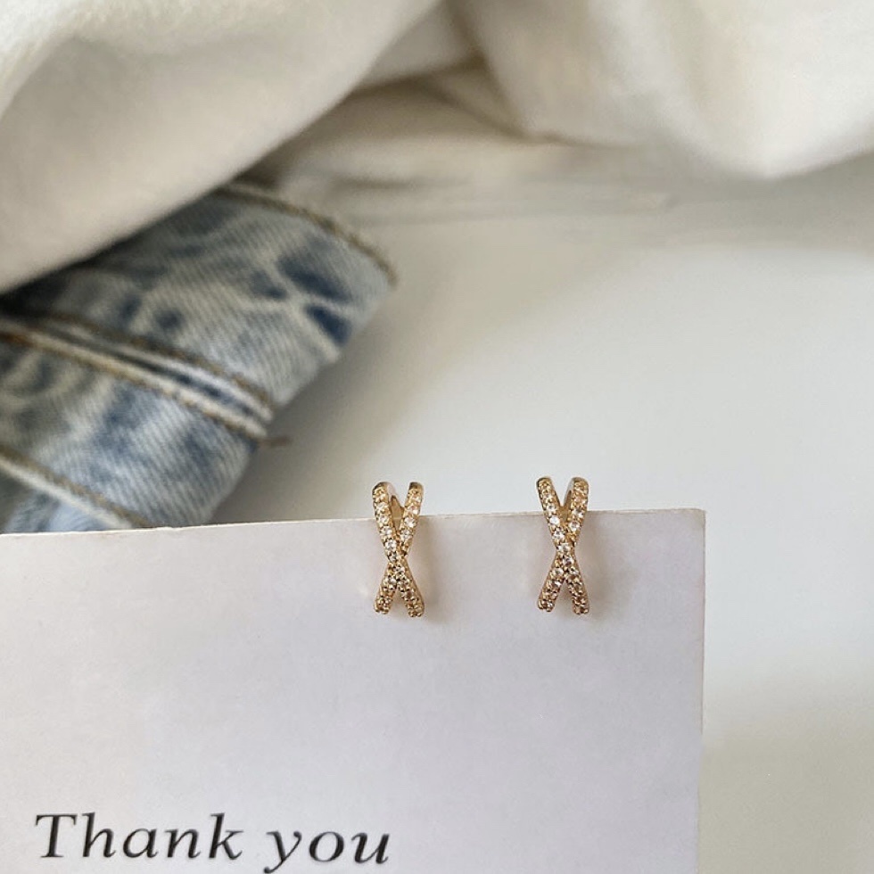 經典x”交叉金鑽耳骨夾