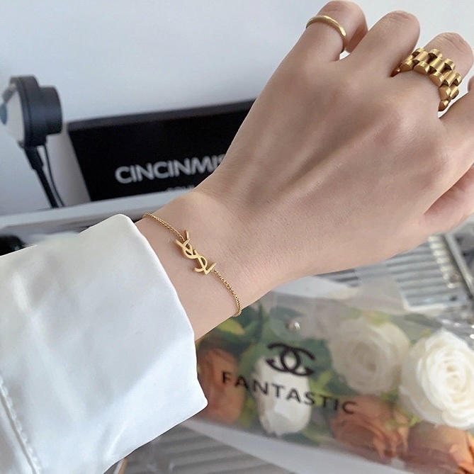 14k低奢小YSL字母翻玩細手鍊/耳釘