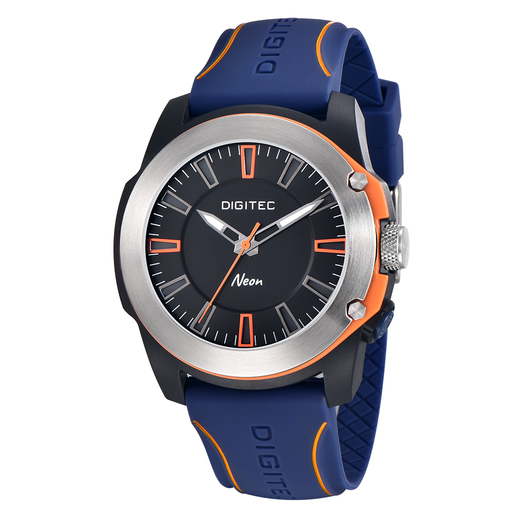 【DIGITEC 數碼科技】DN-5182T* 霓虹繽紛夜光矽膠石英錶  附Neon鐵盒+紙套 Neon霓虹光刻度 夜光指針+高級機芯-