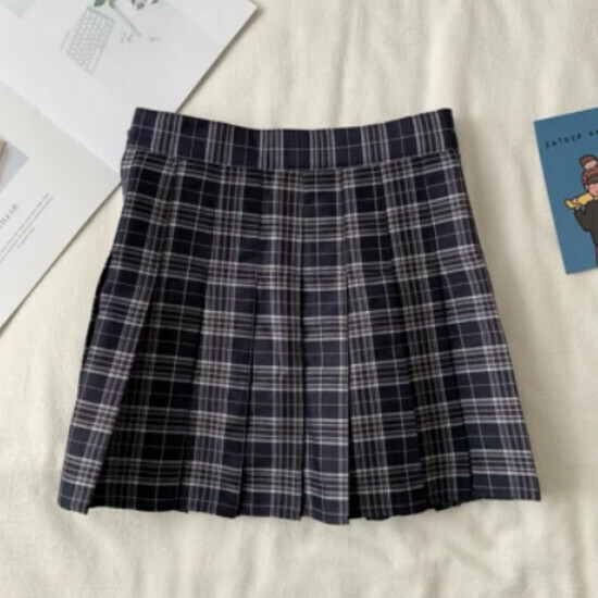 Hot selling plaid pleated skirt [dark blue plaid] [S-XL] (please contact customer service to confirm the delivery size after placing the order)