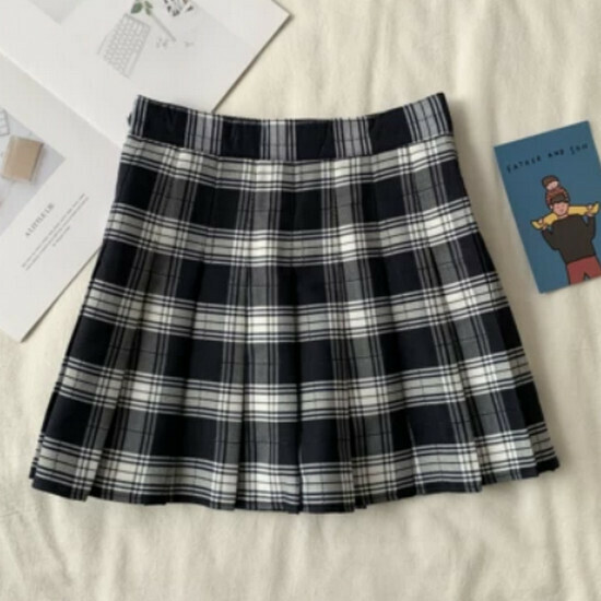 Hot selling plaid pleated skirt [blue and white plaid] [S-XL] (please contact customer service to confirm the delivery size after placing the order)