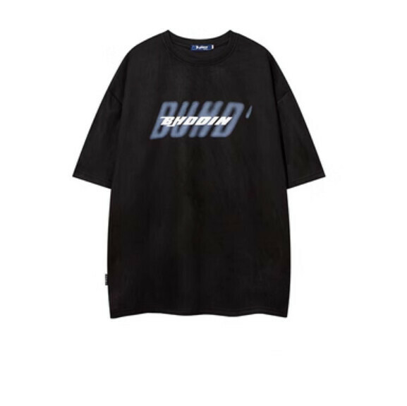 新款字母塗鴉麂皮絨短袖T卹（黑色）【S-2XL碼】【下單後聯絡客服確認發貨尺碼】
