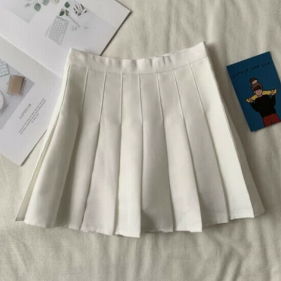 Hot Selling Plaid Pleated Skirt [Pure White] [Sizes S-XL] (Please contact customer service to confirm the delivery size after placing the order)