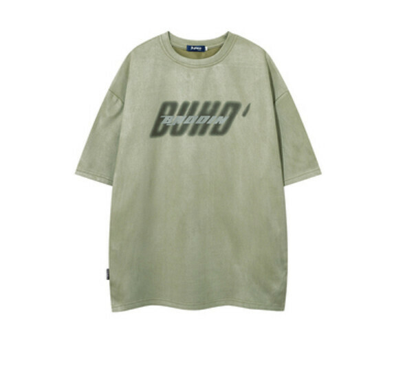 新款字母塗鴉麂皮絨短袖T卹（綠色）【S-2XL碼】【下單後聯絡客服確認發貨尺碼】
