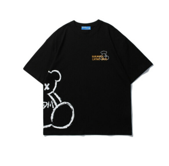 Graffiti Crew Neck Short Sleeve T (Black) [S-XL Size] [Contact Customer Service to Confirm Shipping Size after Placing an Order]