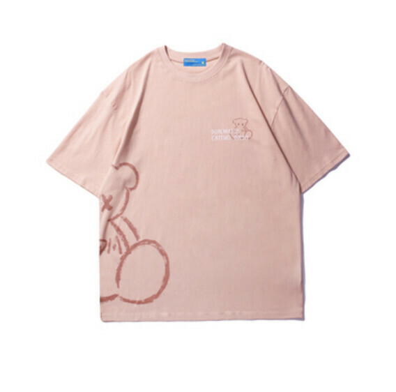 Graffiti Round Neck Short Sleeve T (Pink) [S-XL Size] [Contact Customer Service to Confirm Shipping Size after Placing an Order]