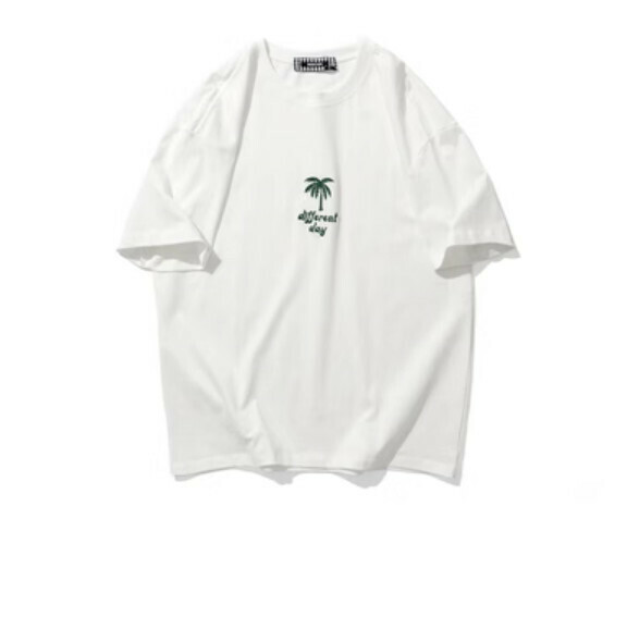新款字母刺繡短袖T卹（白色）【M-3XL碼】【下單後聯絡客服確認發貨尺碼】