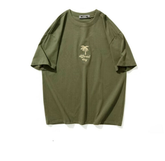 新款字母刺繡短袖T卹（軍綠色）【M-3XL碼】【下單後聯絡客服確認發貨尺碼】