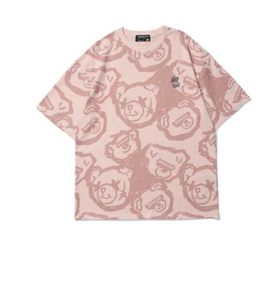 Retro loose short-sleeved T (pink) [S-3XL size] [Contact customer service to confirm the shipping size after placing an order]