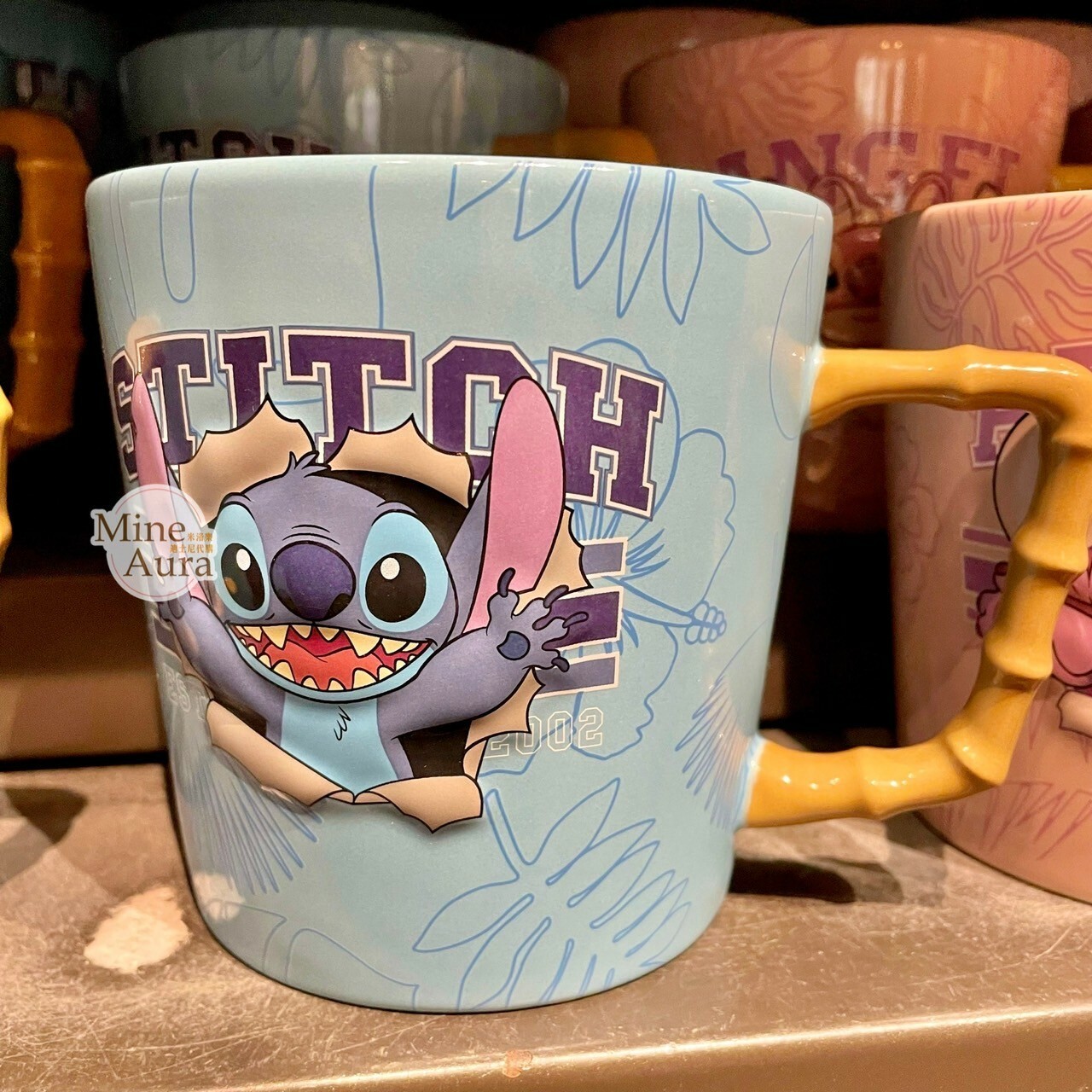史迪奇 Stitch 藍底 抱抱圖案 陶瓷馬克杯 水杯 星際寶貝 Lilo & Stitch -上海迪士尼樂園