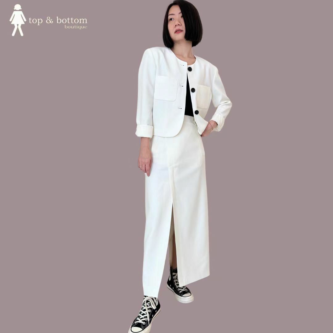 HIGH WAIST SLANT SLIT LONG SKIRT