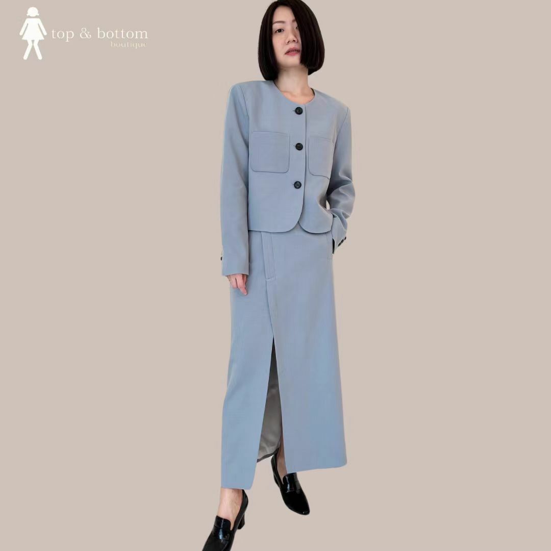 HIGH WAIST SLANT SLIT LONG SKIRT