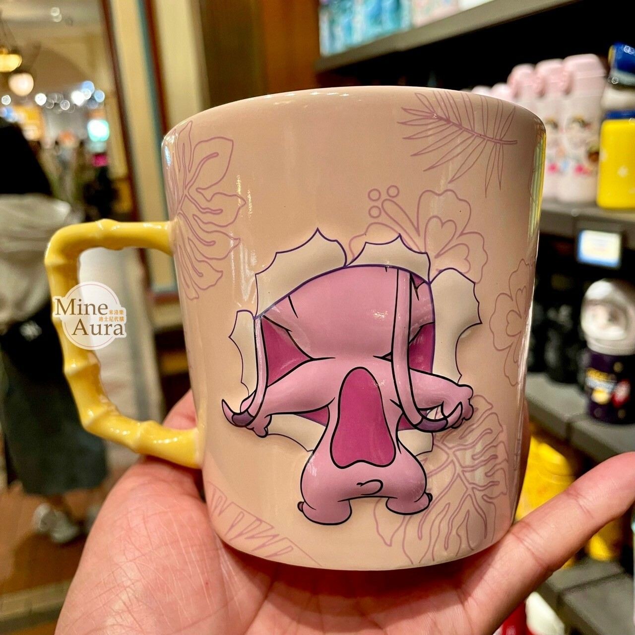 安琪拉 Angel 粉底 抱抱圖案 陶瓷馬克杯 水杯 星際寶貝 Lilo & Stitch -上海迪士尼樂園