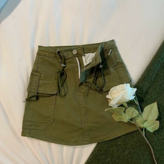 Hot Selling Denim Skirt [Military Green] [Size S-L] (Please contact customer service to confirm the delivery size after placing the order)