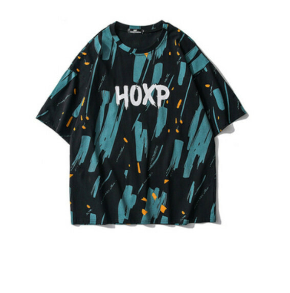 Splash ink graffiti short sleeve T (black) [M-XL size] [Contact customer service to confirm the shipping size after placing an order]